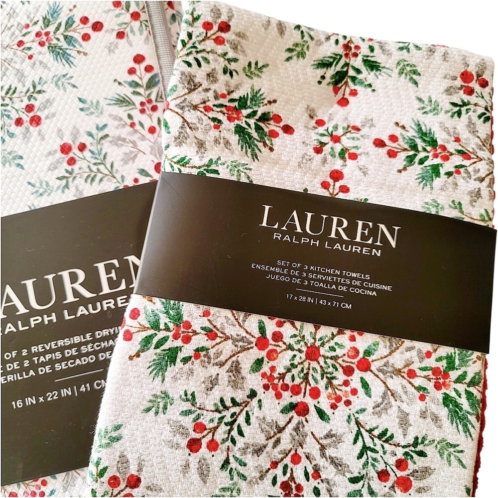 Ralph Lauren Holiday Drying Mats & Towels - Red and Green NWT